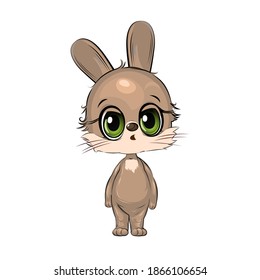 Little hare. Rabbit cub. Cute funny animal. Child. Cartoon style. Isolated on white background. vector