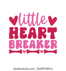 Little Heart Breaker,Dog Valentine T-shirt Design Vector, Valentine's day clipart, Valentine With my pet Design 
