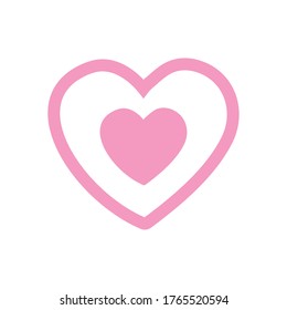 Little heart inside heart flat style icon design of love passion and romantic theme Vector illustration