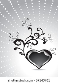 little heart rays background with beautiful floral decorated heart
