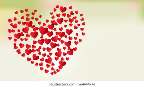 Little heart in heart shape on light green vector background. Valentine's Day.