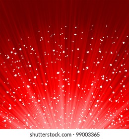 Little hearts floating on rays of light. EPS 8 vector file included