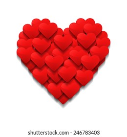 Little hearts form a big heart. Valentine's day concept. Vector design