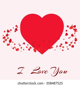 little hearts revolve around a large heart on a light background
