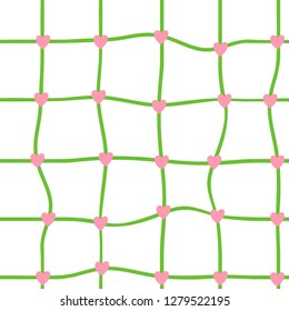 little hearts seamless pattern. hearts background, pink heart and green line pattern background.
