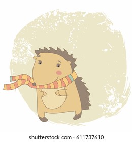little hedgehog, cold autumn, pattern, template, text, coloring, coloring for boys