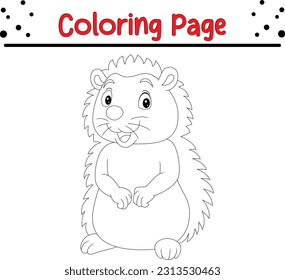 little hedgehog coloring page. hedgehog black outline freehand drawing. coloring page image. forest animal illustration