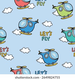 helicóptero pequeno vamos voar com fundo azul 