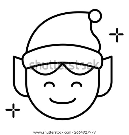 Santa’s Little Helper Christmas Elf Vector Illustration Icon in Costume