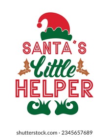 Santa’s little helper, Christmas SVG, Funny Christmas Quotes, Winter SVG, Merry Christmas, Santa SVG, typography, vintage, t shirts design, Holiday shirt