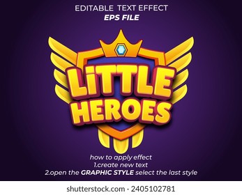 little heroes text effect, font editable, typography, 3d text for medieval fantasy and  rpg games. vector template