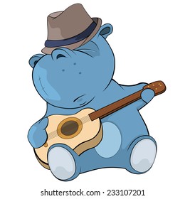  Little hippo, guitarist. Cartoon 