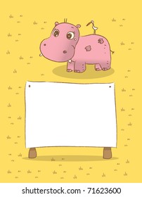 little hippo, savanna animals vector drawings