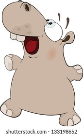 Little hippopotamus. Cartoon