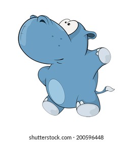 Little hippopotamus. Cartoon 