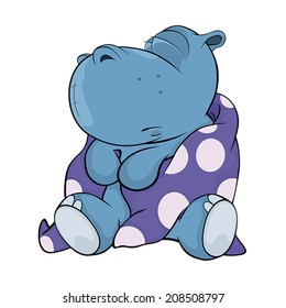 Little hippopotamus. Cartoon 