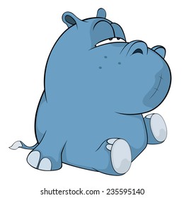 Little hippopotamus. Cartoon 