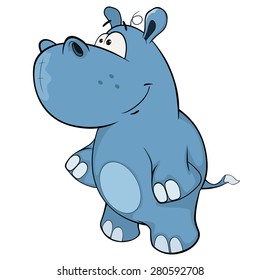 Little hippopotamus. Cartoon 