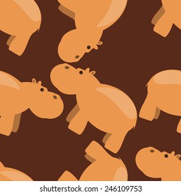 Little hippopotamus seamless pattern