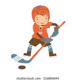 Little hockey player character illustration in vector format