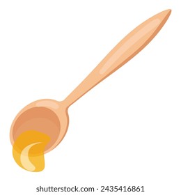 Little honey on spoon icon cartoon vector. Bio healthy food. Nectar container