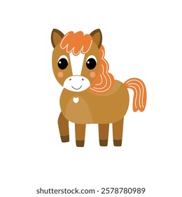 Little horse vector illustration in flat cartoon style