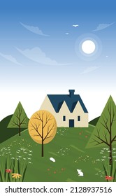 Little House Beautiful Summer Rural Nature Landscape View Gift Card