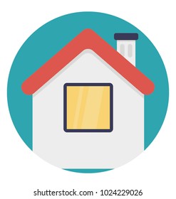 A little house exterior flat icon vector 