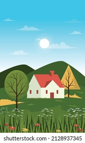 Little House Hill Beautiful Summer Rural Nature Landscape Gift Card