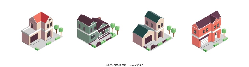 little house isometric vector illustration design