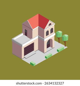 little house isometric vector illustration design