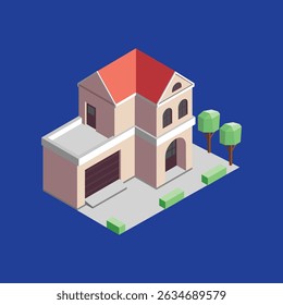 design de ilustração vetorial isométrico de casa pequena