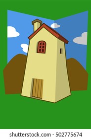 Little house made with paper. Vector Illustration