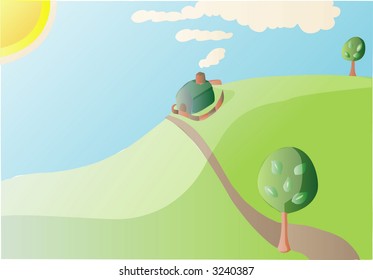Little House On A Green Hill (Vector)