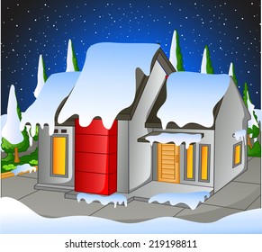 Little house snowing