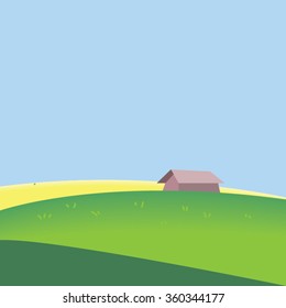 little hut on the grass hill-vector