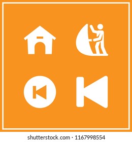 little icon. 4 little vector set. kite, back and dog house icons for web and design about little theme
