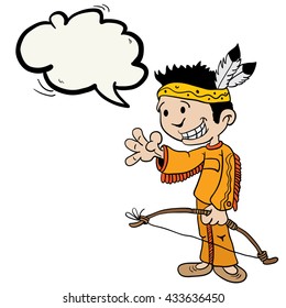 little indian boy with speech bubble cartoon