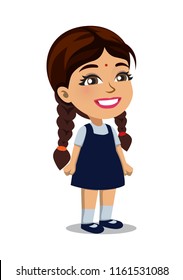 A little Indian girl wearing a school uniform