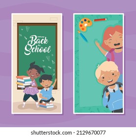 little interracial students kids characters