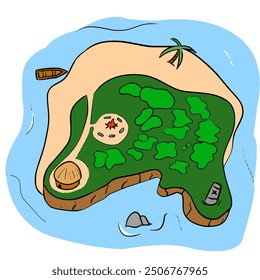 little island illustration hand drawn isolated vector