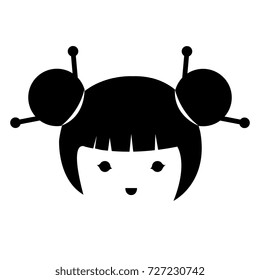 little japanese doll head kawaii character