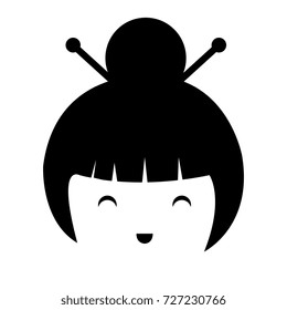 little japanese doll head kawaii character