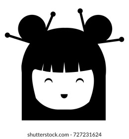 little japanese doll head kawaii character