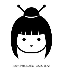 little japanese doll head kawaii character