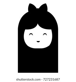 little japanese doll head kawaii character