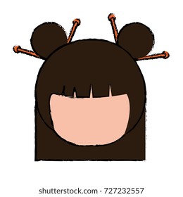 little japanese doll head kawaii character