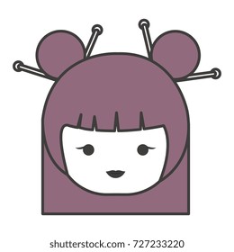 little japanese doll head kawaii character