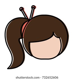 little japanese doll head kawaii character