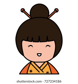 little japanese doll kawaii character